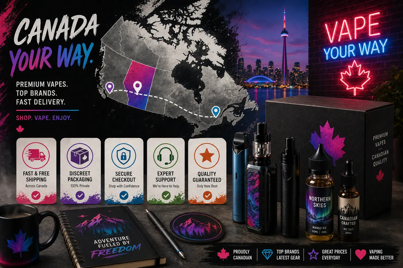 Quebec vape shipping route from Edmonton