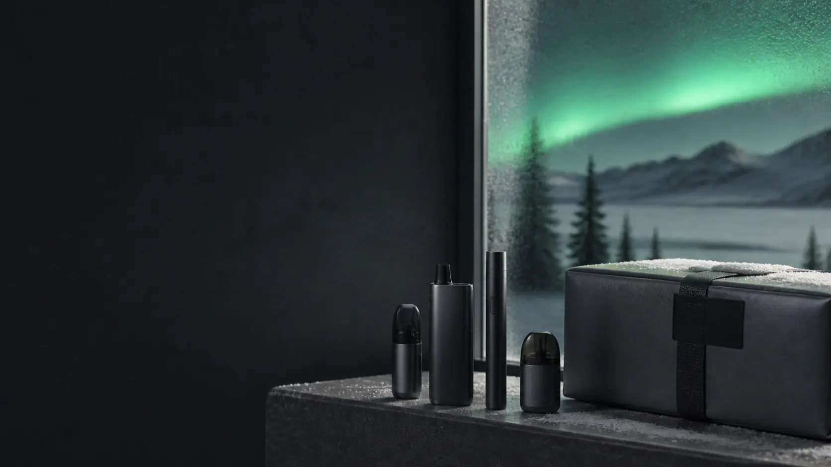 Northern Canadian landscape with a shipping parcel in a bold editorial scene