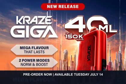 Kraze Giga 150K 40mL disposable vape banner
