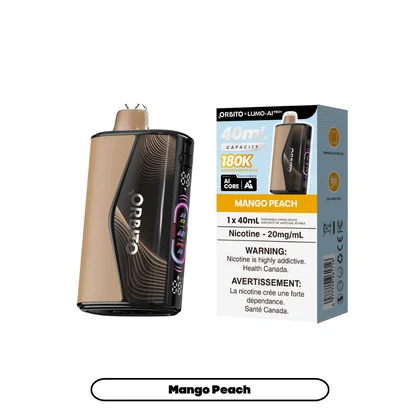 Orbito Lumo AI Pro+ 180K Mango Peach 20mg/mL device and retail pack
