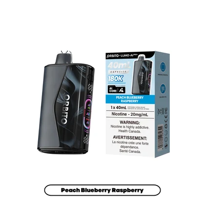Orbito Lumo AI Pro+ 180K Peach Blueberry Raspberry 20mg/mL device and retail pack